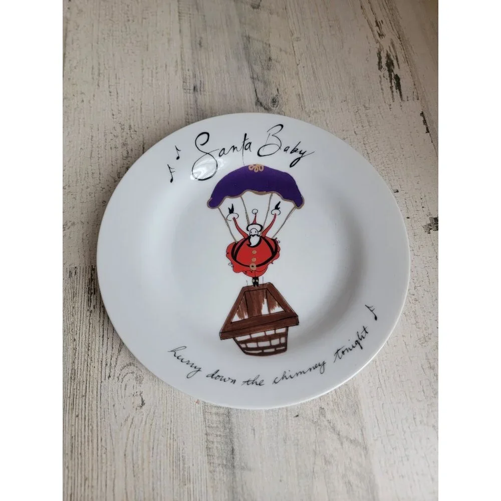 Pottery Barn Santa baby hurry down the chimney tonight plate